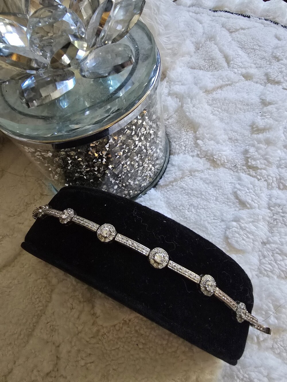 Ross-Simons Silver-Tone Crystal Station Bracelet